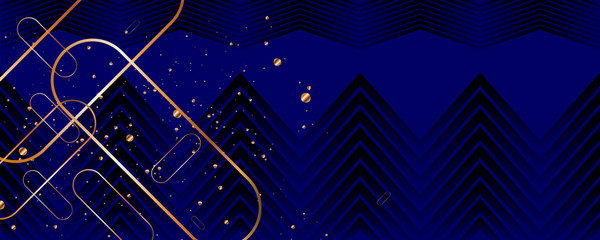 Aufkleber - Merry Christmas gold frame vector elegant on dark banner design of sparkling lights garland