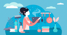 Housewife Vector Illustration. Flat Tiny Women Occupation Persons Concept.