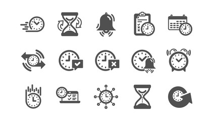 Poster - Time icons. Calendar, Time management and Delivery. Hourglass classic icon set. Quality set. Vector