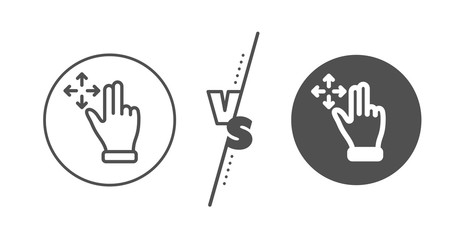 Poster - Slide arrow sign. Versus concept. Move gesture line icon. Swipe action symbol. Line vs classic move gesture icon. Vector