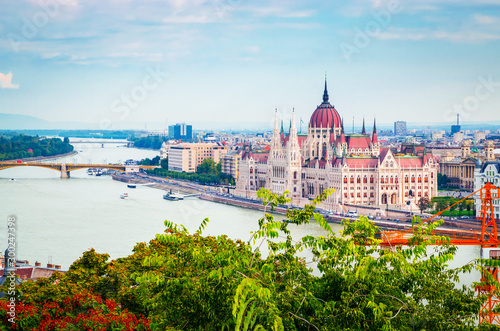 Beautiful view of Hungarian parliament, Budapest , Hungary Canvas Print