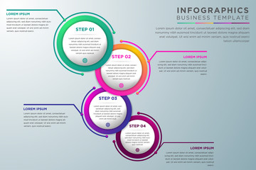 Poster - Vector infographics design template. Business concept with 4 options, parts, steps or processes. Can be used for workflow layout, diagram, number options, web design. Data visualization.