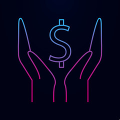 Sticker - Hand money nolan icon. Simple thin line, outline vector of banking icons for ui and ux, website or mobile application