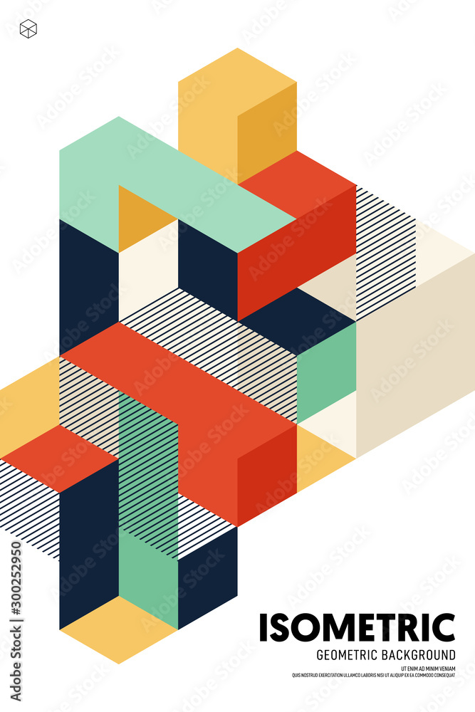 Abstract isometric geometric shape layout design template poster ...