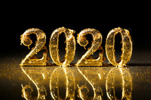 2020 In Sparkling Gold Numbers Celebrating The New Year Or Christmas