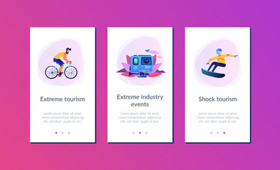 Poster - extreme sportsmen riding a bike and snowboarding, participating in dangerous event. extreme tourism,