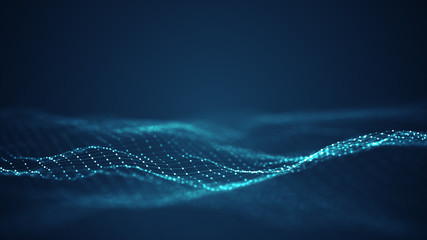 technology digital wave background concept.beautiful motion waving dots texture with glowing defocus