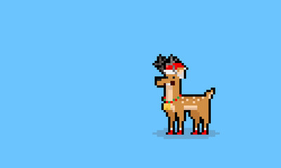 Poster - Pixel art cartoon funny christmas raindeer character.