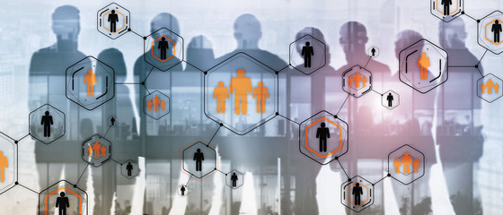 Wall Mural - people icons social network. orange and black people icons.