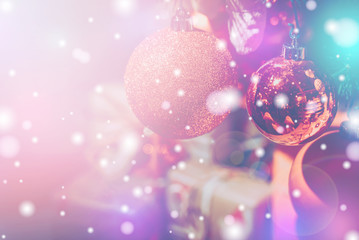 Christmas Background with bokeh light; Blurred Xmas background