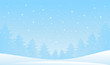 © Tanya - Winter forest landscape. Christmas background for greeting card. New Year banner with blue sky, snowy trees, snow, stars, snowy forest. Flat vector illustration. Cartoon design.