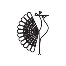 Logo Peacock Abstract Black White Design Template