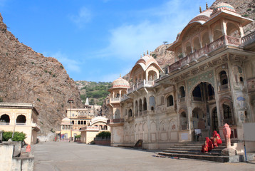 Sticker - Galta Ji Mandir Temple (Monkey Temple) near Jaipur, India