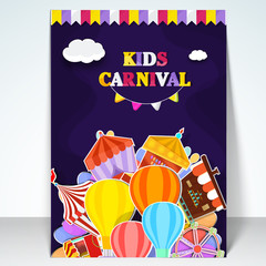 Sticker - Kids Carnival template, banner or flyer design.