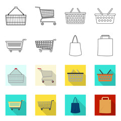 Wall Mural - Vector illustration of pushcart and cart symbol. Collection of pushcart and market vector icon for stock.