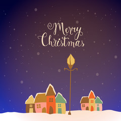 Poster - Colorful houses for Merry Christmas celebration.