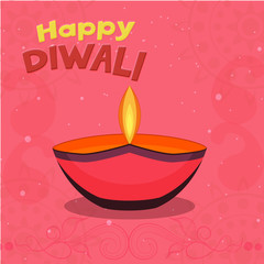 Wall Mural - Greeting Card for Happy Diwali celebration.