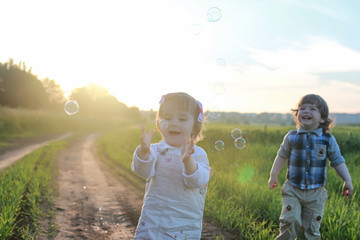 Wall Mural - Children outdoors on nature