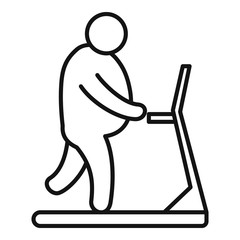 Sticker - Overweight man treadmill icon. Outline overweight man treadmill vector icon for web design isolated on white background