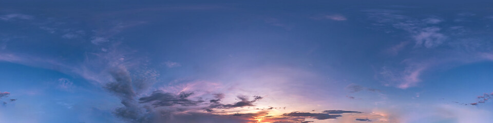 Wall Mural - seamless dark sky before sunset hdri panorama 360 degrees angle view with beautiful clouds for use i