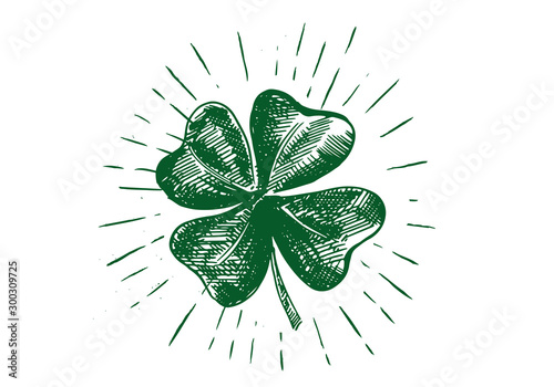 Cuadros en Lienzo Patrick day. Clover, hand drawn illustration.