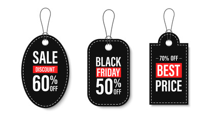 Wall Mural - black friday sales tags and labels, template shopping labels. blank, discount and price tags on pape