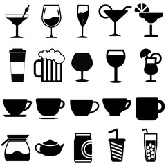 drinks vector icon set. cocktail illustration symbol collection. drink sign or logo.