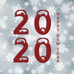 Poster - Year change 2020 with lettering Happy New Year - 3D illustration