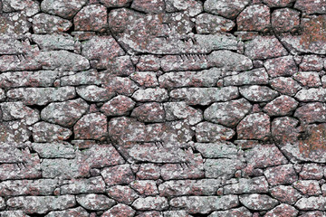 Aufkleber - seamless texture. stone wall made of boulders of granite.