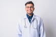 Portrait of happy Persian man doctor smiling