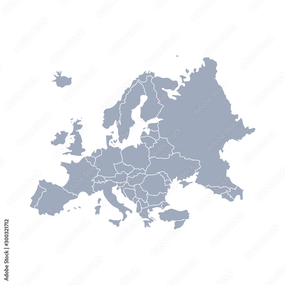 world map europe outline in vector - obrazy, fototapety, plakaty 