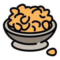 Poster - Peanut bowl icon. Outline peanut bowl vector icon for web design isolated on white background