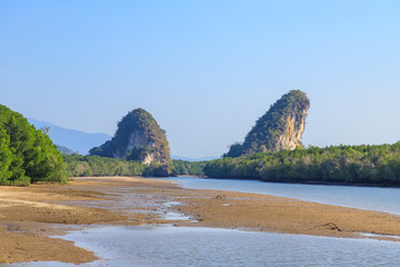 Wall Mural - Khao Khanab Nam mountain and river, Krabi city landmark, Thailand