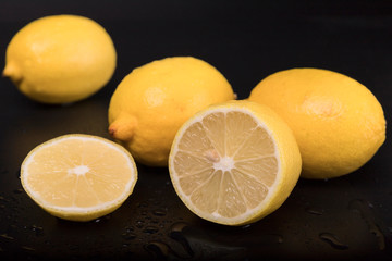 Fresh yellow lemon with slice