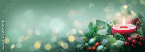 Cuadros en Lienzo Burning Advent Candle - Abstract Christmas Background
