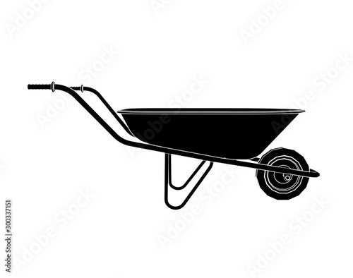 Fotografía outlined handbarrow carriage for soil on white background 3d illustration
