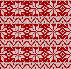seamless knitted red pattern. christmas backgroung