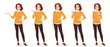 Casual business woman in different poses with red hair isolated vector illustrtion