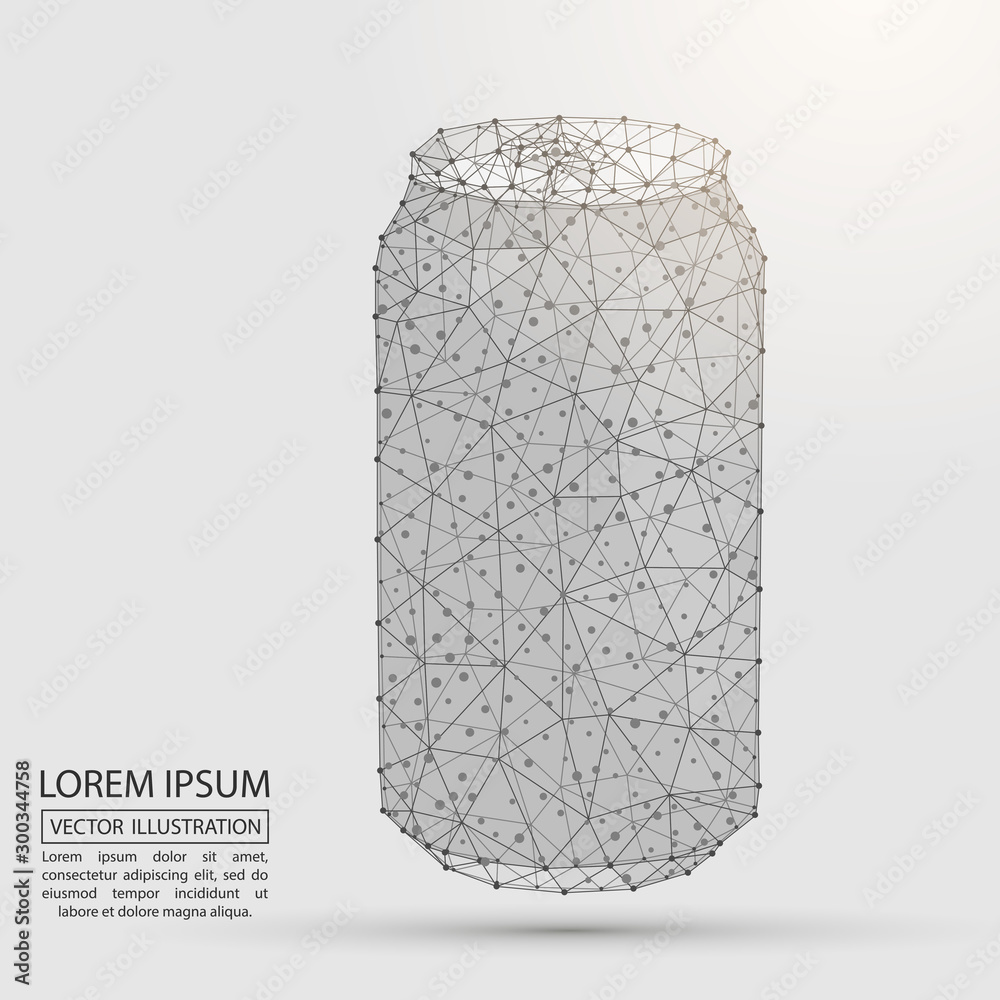 Soda bottle consists of lines, points, polygons, shapes. The concept of ...