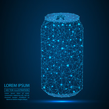 Soda Bottle Consists Of Lines, Points, Polygons, Shapes. The Concept Of The Drink, 3d Starry Sky. Vector EPS 10.