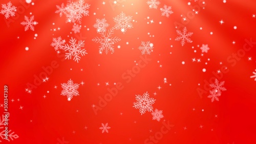 Fotomural White snowflakes, stars and abstract bokeh particles falling