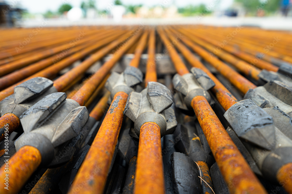 Steel Sucker Rods Rust Stack of rusty sucker rod which is use for Beam pump or Donkey pump ...