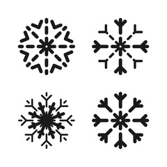 Wall Mural - Snowflake in trendy flat design. Snowflakes vector icons different shape, isolated on white background. Snowflakes collection. Vector