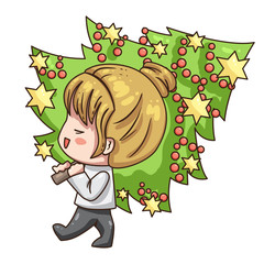 Wall Mural - anime, background, banner, beautiful, bright, cartoon, casual, character, cheerful, chibi, christmas tree, clothes, color, cute, dark, design, drawing, drawn, face, fashion, female, funny, girl, hand,