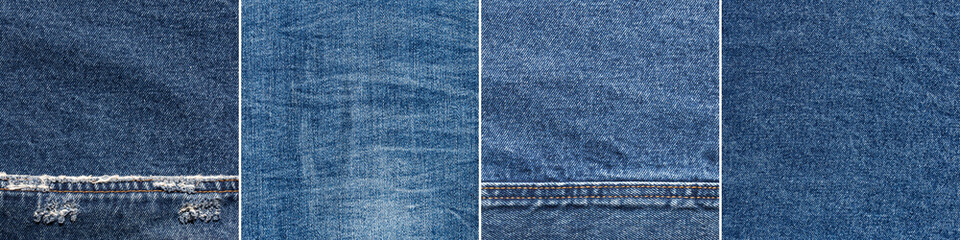 Denim jeans texture set of