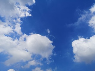 white clouds in the blue sky natural background beautiful nature environment space for write