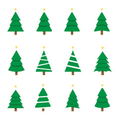 Wall Mural - Christmas trees set isolated on white background