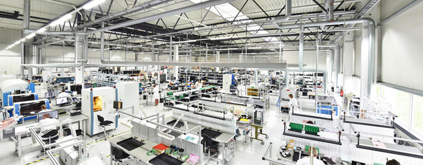 modern industrial factory for the production of electronic components - machinery, interior and equi
