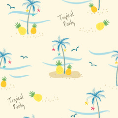 Wall Mural - Seamless pattern of Christmas palm trees