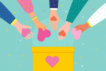 Wall Mural - Concept of charity and donation. Give and share your love to people.